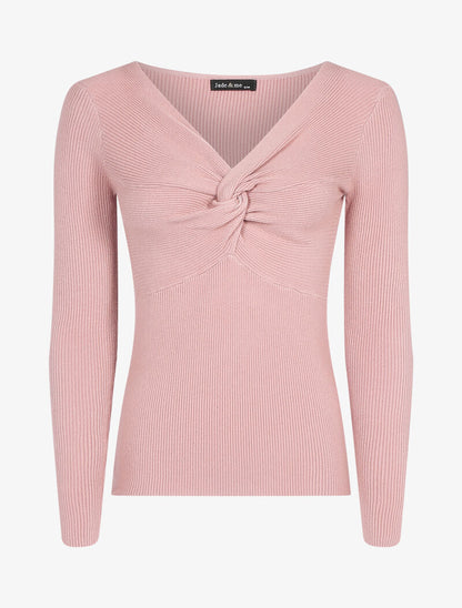 Pull à encolure torsadée - rose - 3