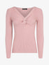 Pull à encolure torsadée - rose - 3