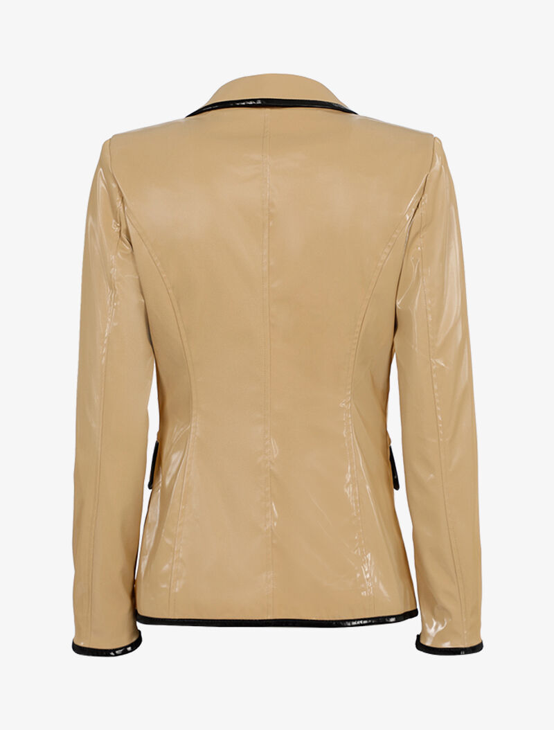 Veste en vinyle à bords contrastés - beige/noir - 2