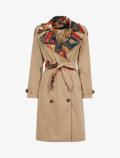 Trench à revers imprimé baroque - beige - 2