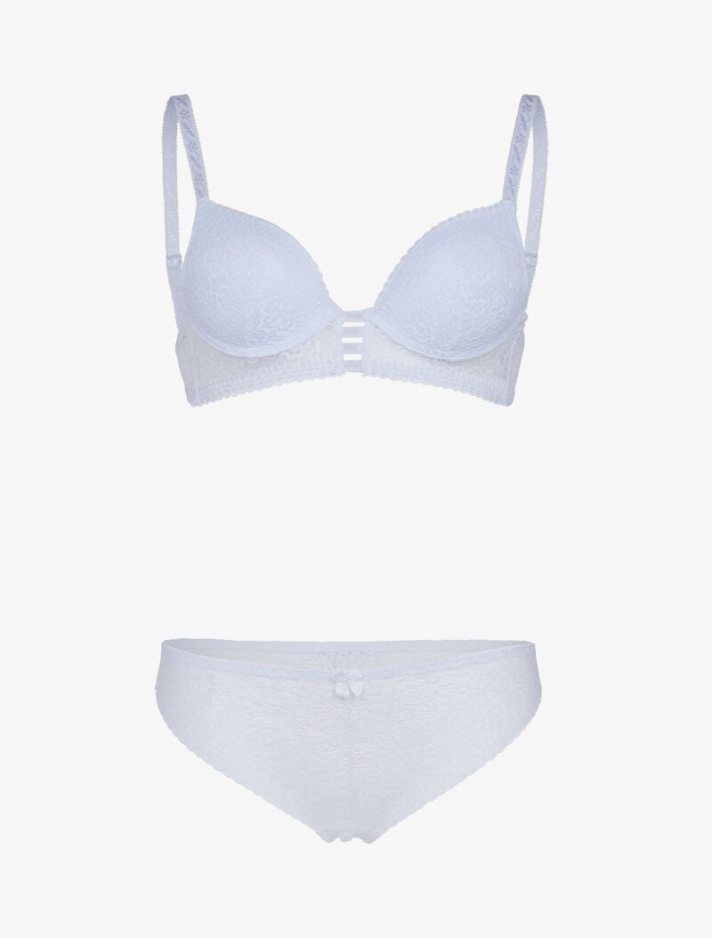 Ensemble bustier en dentelle et détails élastiqués - blanc - 3