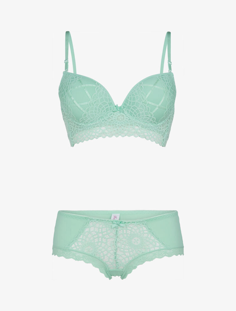 Ensemble à broderie et corsage - turquoise - 1