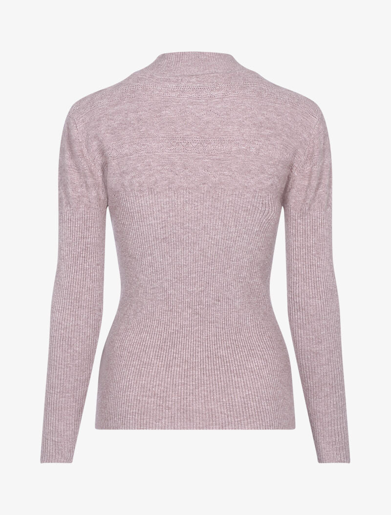 Pull côtelé à détails géométriques - taupe - 2