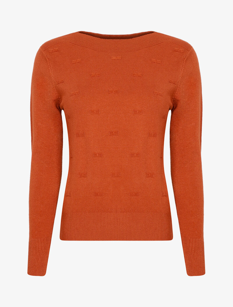 Pull fin à relief style flots - ocre - 3