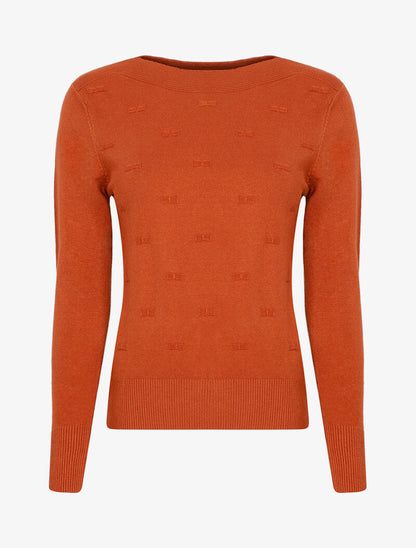 Pull fin à relief style flots - ocre - 3