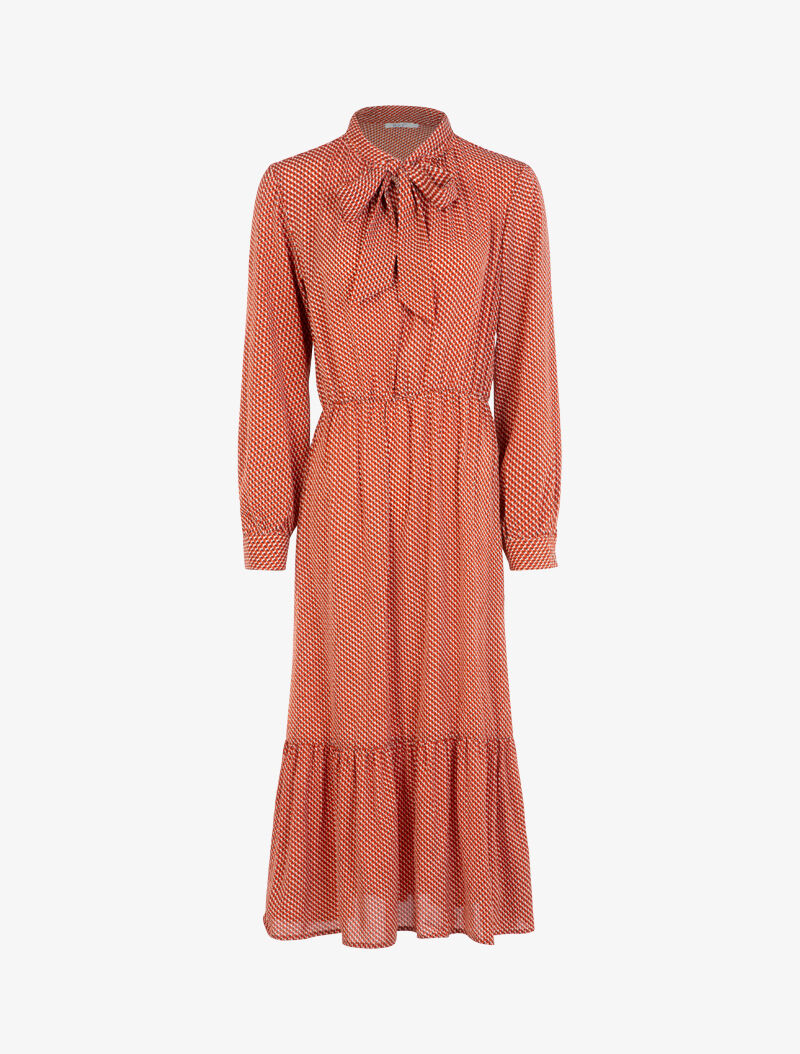 Robe fluide à imprimé moucheté graphique - brique - 3