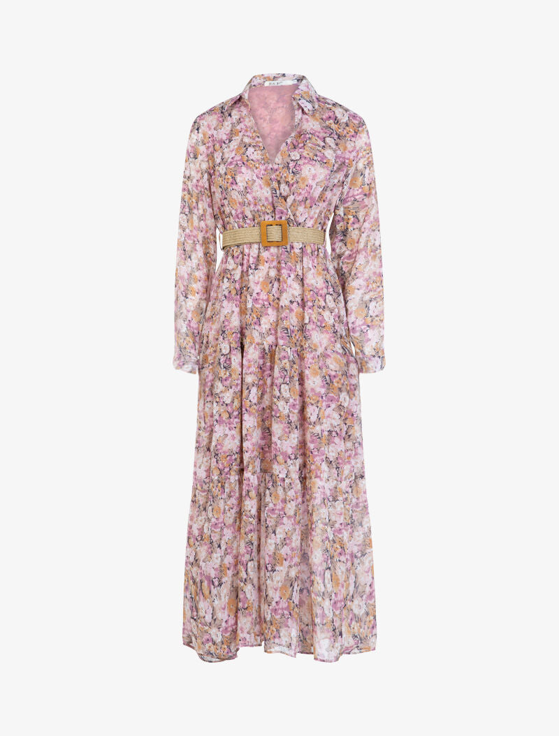 Robe longue à imprimé floral - rose - 1