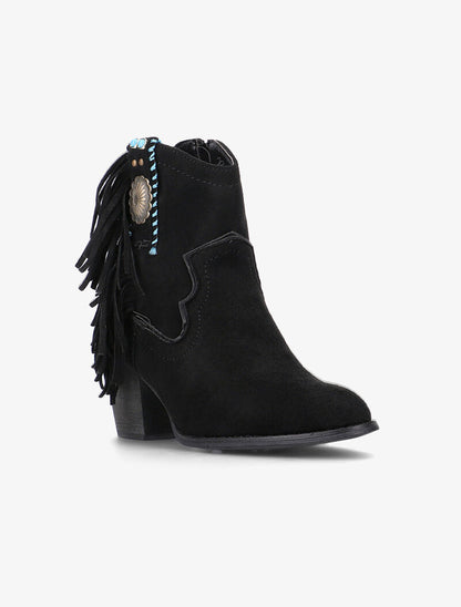 Bottines suédine ornées et à franges - noir - 2