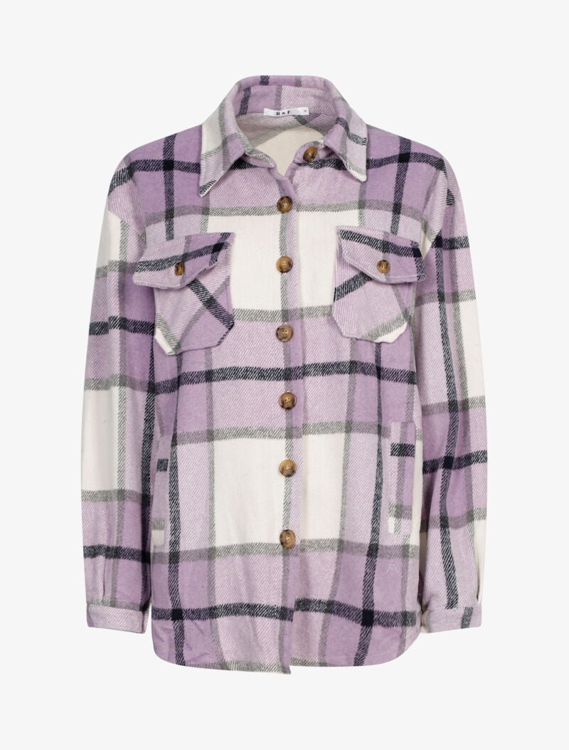 Veste style chemise à imprimé tartan - lilas - 3
