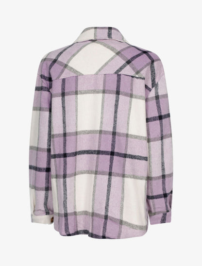 Veste style chemise à imprimé tartan - lilas - 2
