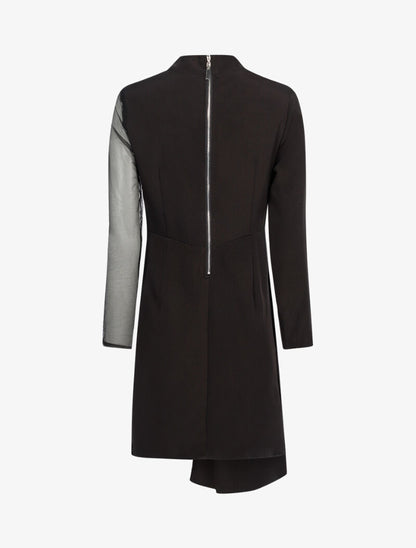 Robe asymétrique bi matière - noir - 2