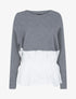 Pull bi matière à bord volanté - gris clair - 1