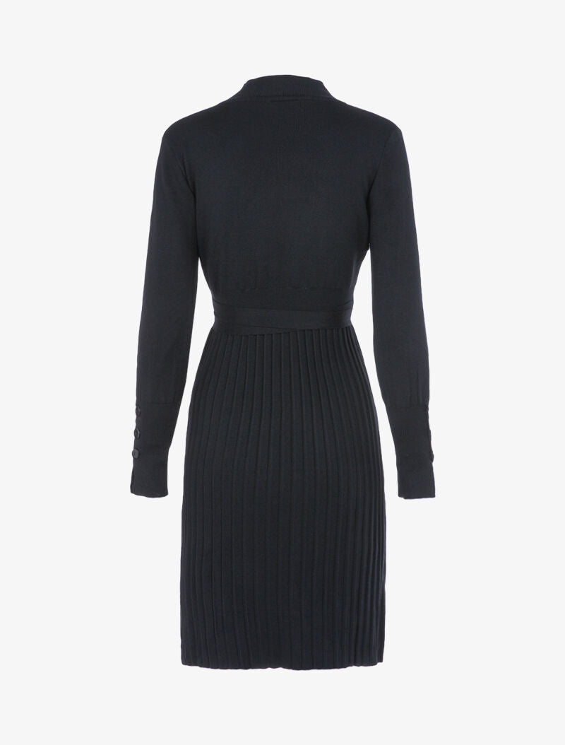 Robe gaufrée à manches bishop - noir - 2