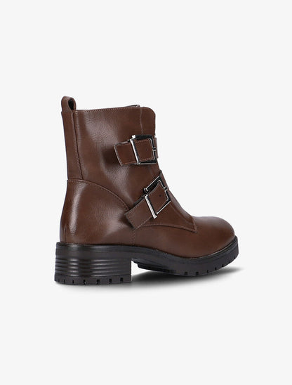 Boots à sangles larges et zip avant - marron - 5