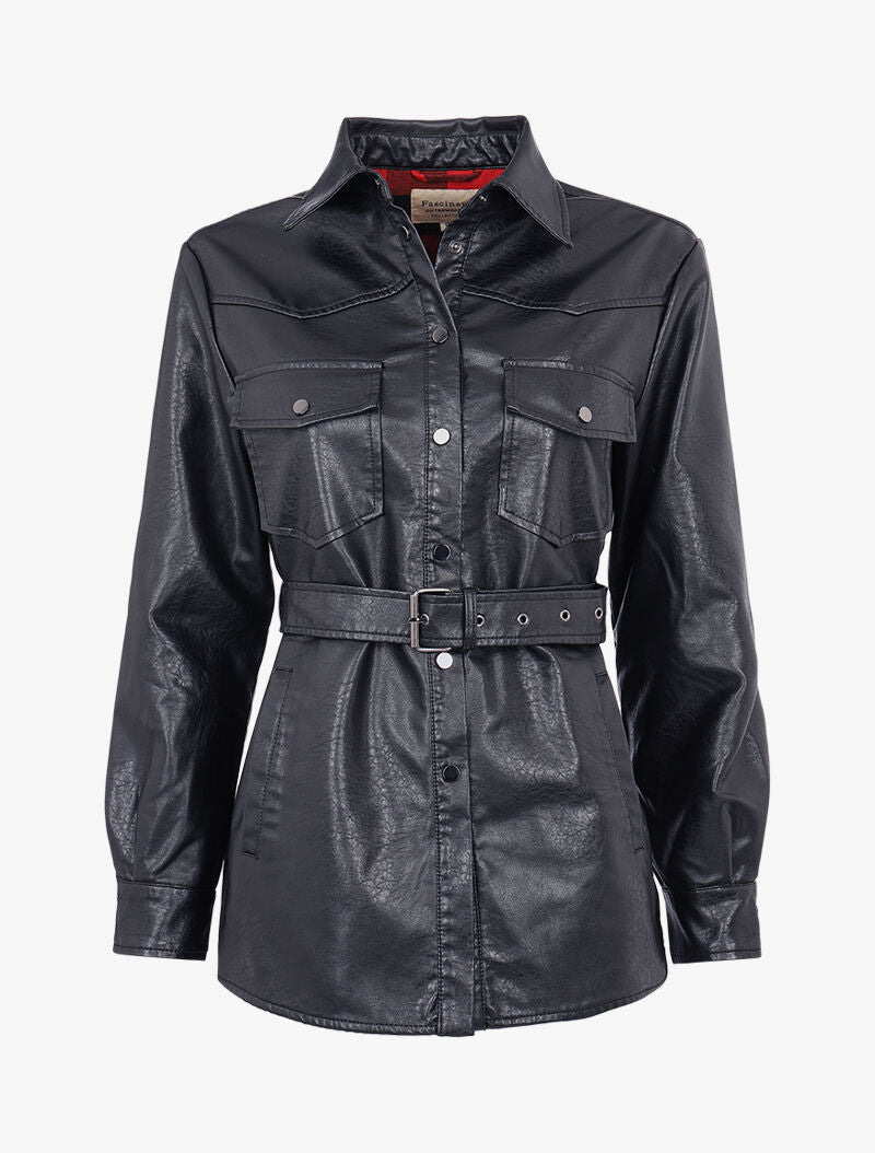 Veste légère en simili à intérieur tartan - noir/rouge - 1