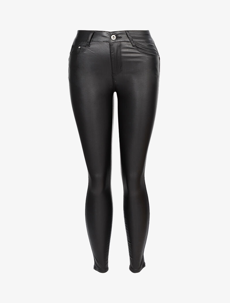 Jean slim en simili - noir - 2