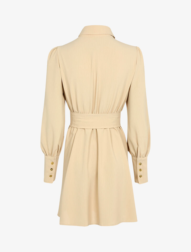 Robe chemise fluide multi poches - beige - 2