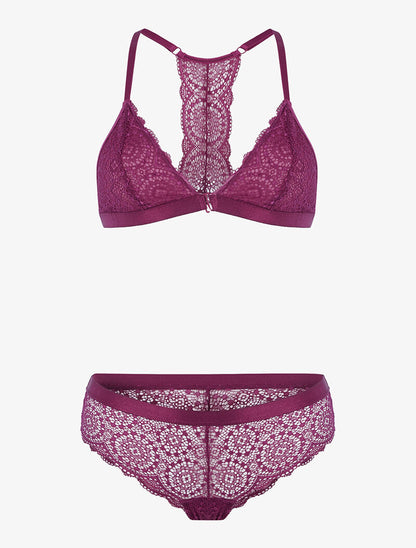 Ensemble en dentelle sans armatures - violet - 1