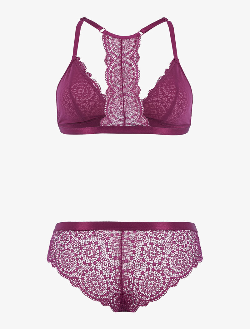 Ensemble en dentelle sans armatures - violet - 2