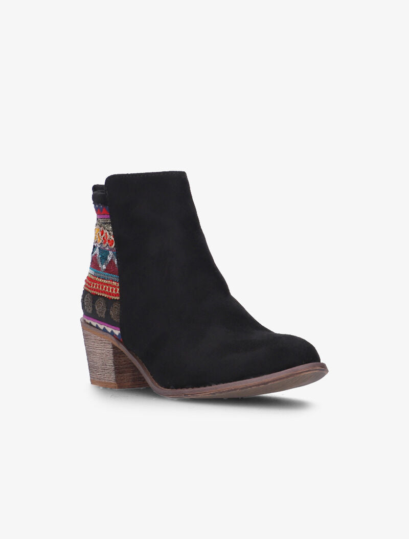 Bottines brodées style bohème - noir - 2