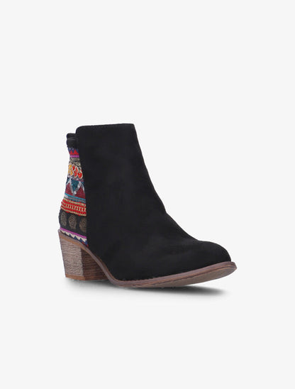 Bottines brodées style bohème - noir - 2