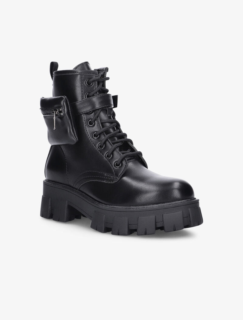 Boots à gros crans et pochette amovible - noir - 2