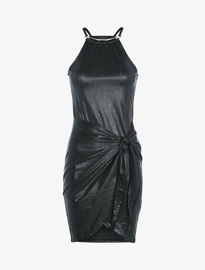 Robe irisée à décolleté métallique - noir - 4