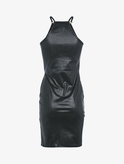Robe irisée à décolleté métallique - noir - 5