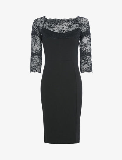 Robe à décolleté en dentelle - noir - 3