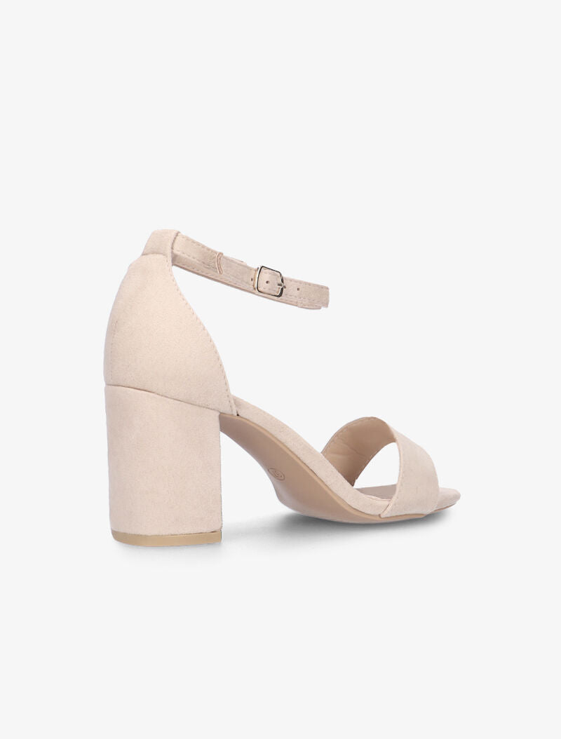Sandales suédées à talon bottier - beige rosé - 4