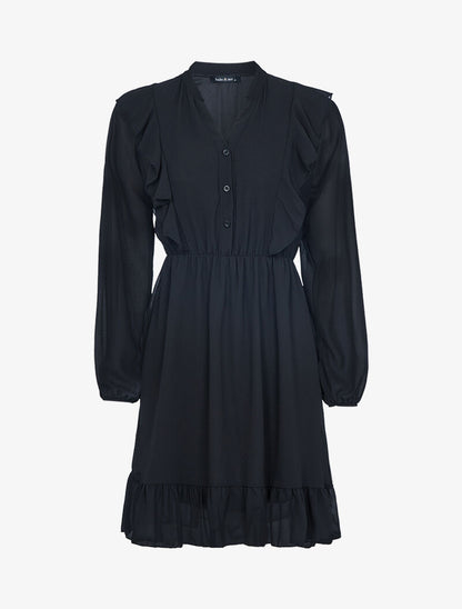 Robe volantée en voile - noir - 1