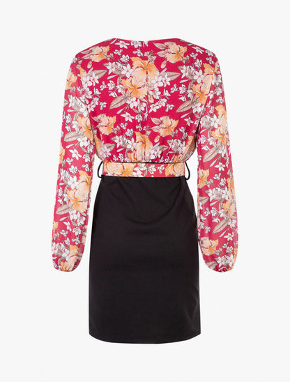 Robe à buste imprimé floral - bordeaux - 2