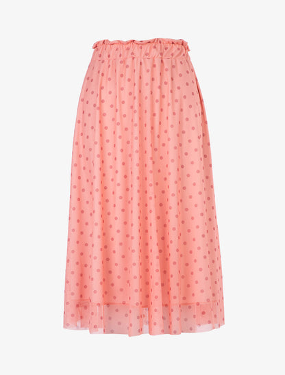 Jupe midi à imprimé pois - rose - 3