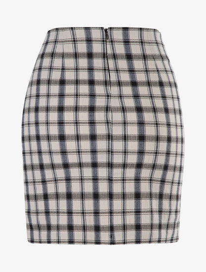 Mini jupe à imprimé tartan - beige - 2