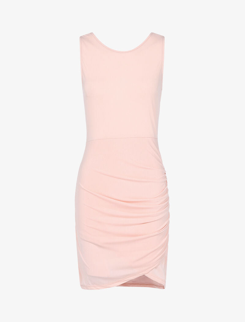 Robe fourreau à bords drapés - rose - 3