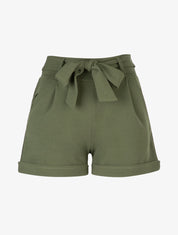 Short uni à ourlets - kaki - 3
