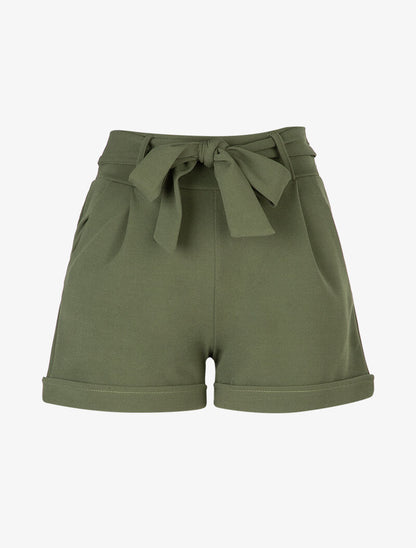 Short uni à ourlets - kaki - 3