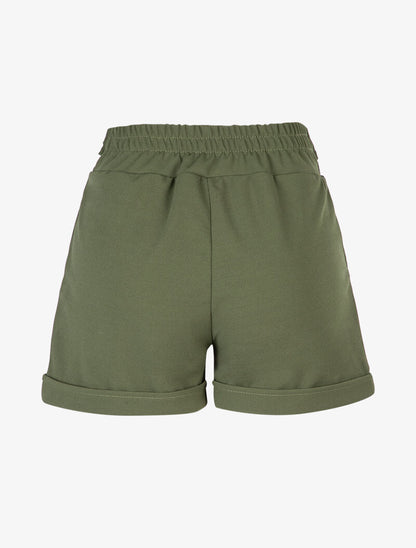 Short uni à ourlets - kaki - 2