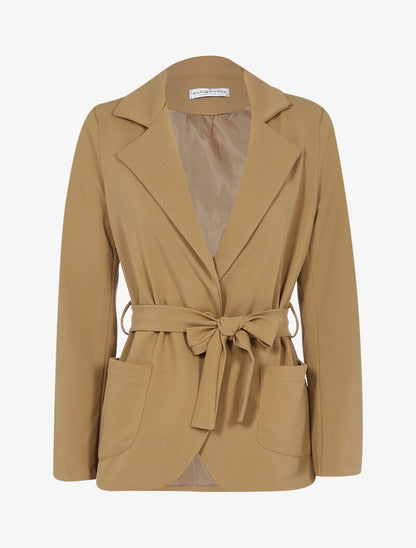 Veste unie casual - camel - 1