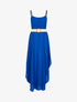 Robe effet mousseline bas arrondi échancré - bleu - 3