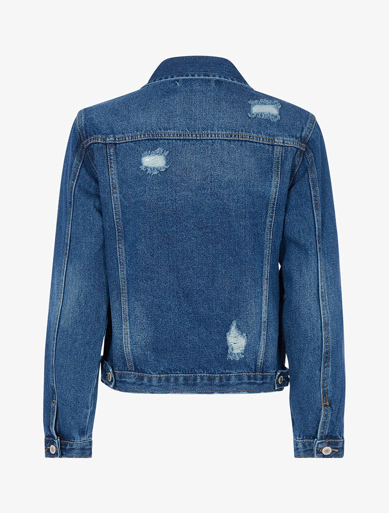 Veste en jean à déchirures - bleu denim - 3