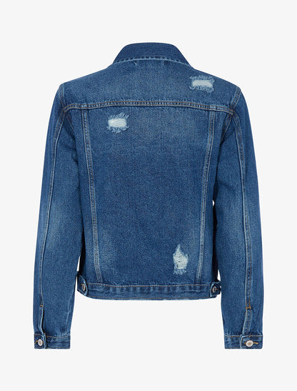 Veste en jean à déchirures - bleu denim - 3