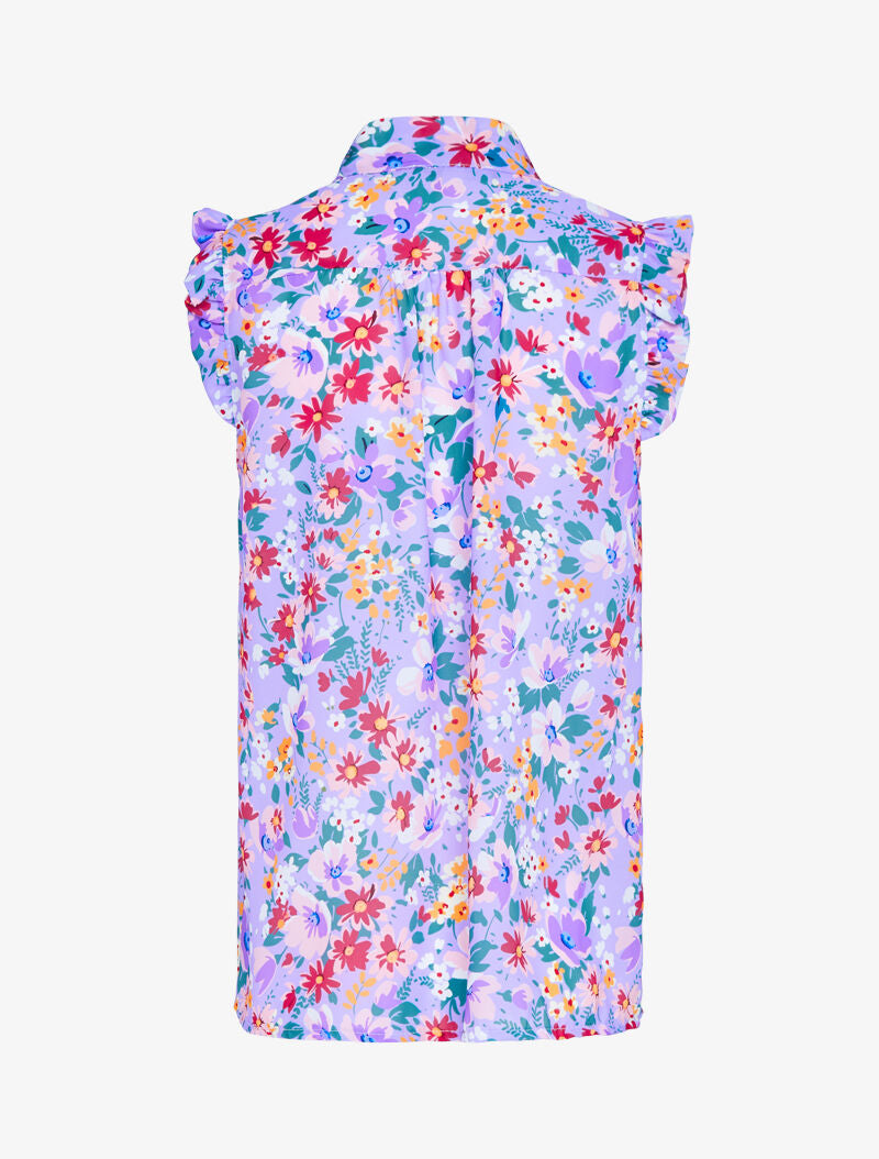 Top fleuri à emmanchures volantées - lilas - 2