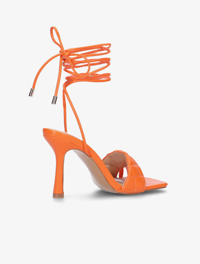 Sandales à brides effet capitonné et liens - orange - 4