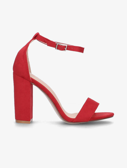 Sandales en suédine à talon bottier - rouge - 3
