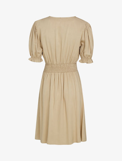 Robe patineuse à boutons décoratifs - camel - 2