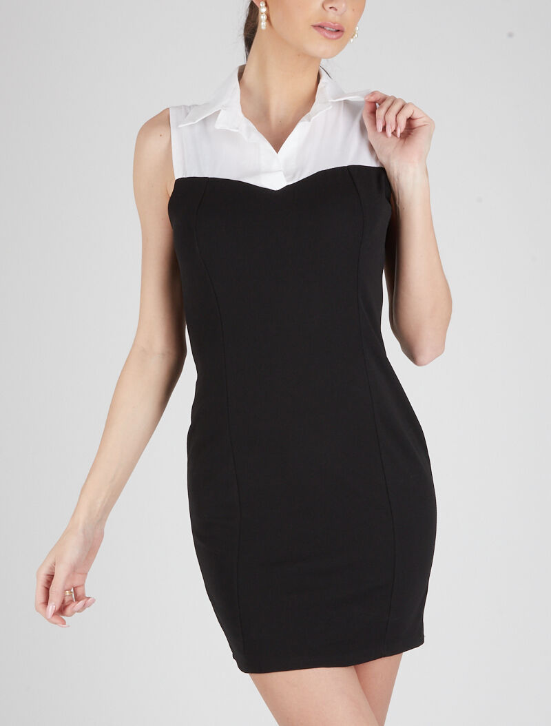 Robe à détail style chemise - noir - 4