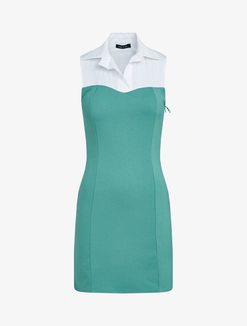 Robe à détail style chemise - turquoise - 2