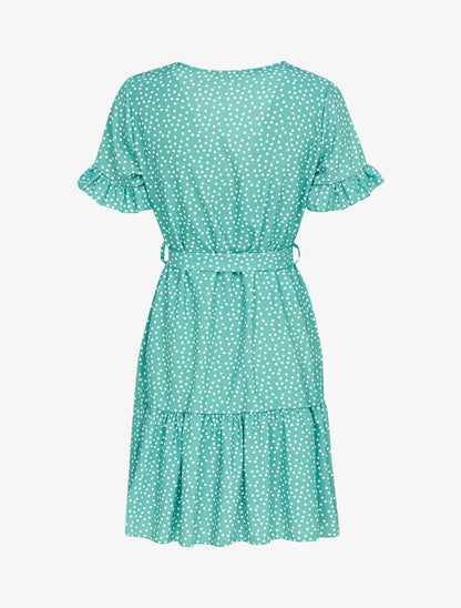 Robe trapèze à pois - turquoise - 3