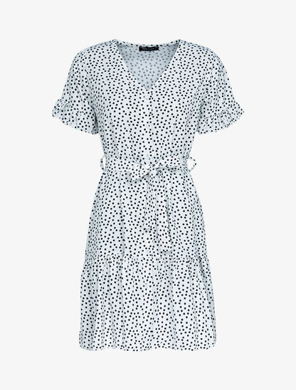 Robe trapèze à pois - blanc - 2